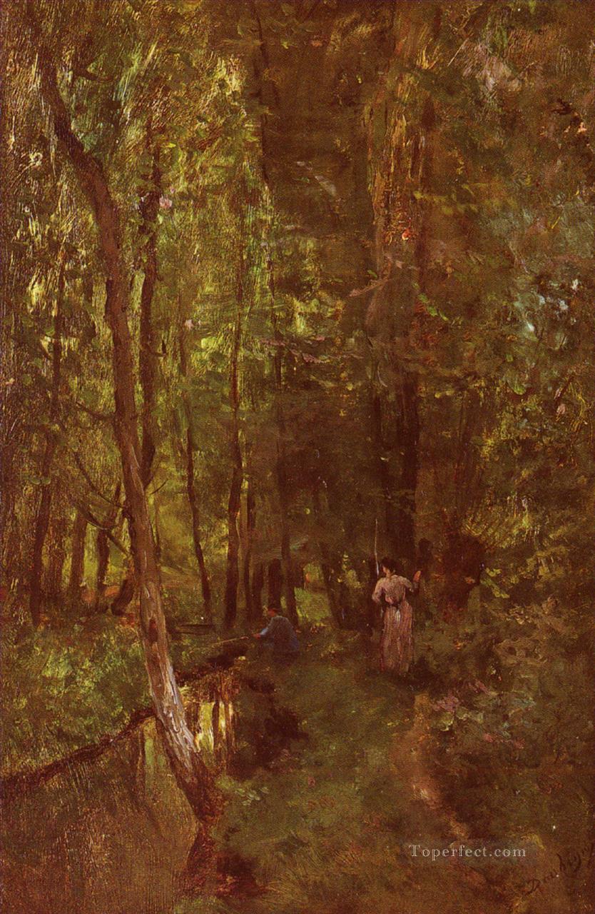 Francois Le Ru De Valmondois Barbizon Impressionism landscape Charles Francois Daubigny woods forest Oil Paintings